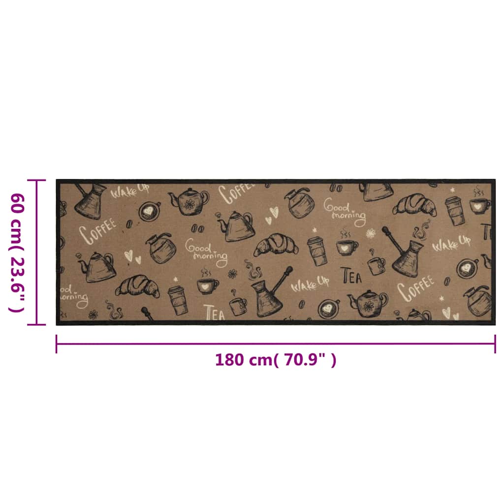 vidaXL Kitchen Rug | Morning Brown | Velvet (100% polyamide) | 60x180 cm 5