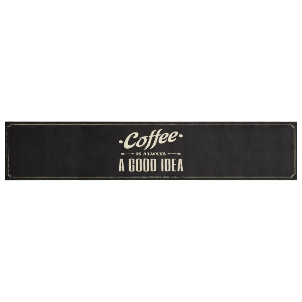 vidaXL Kitchen Rug Washable Coffee Text 60x300 cm Velvet 2