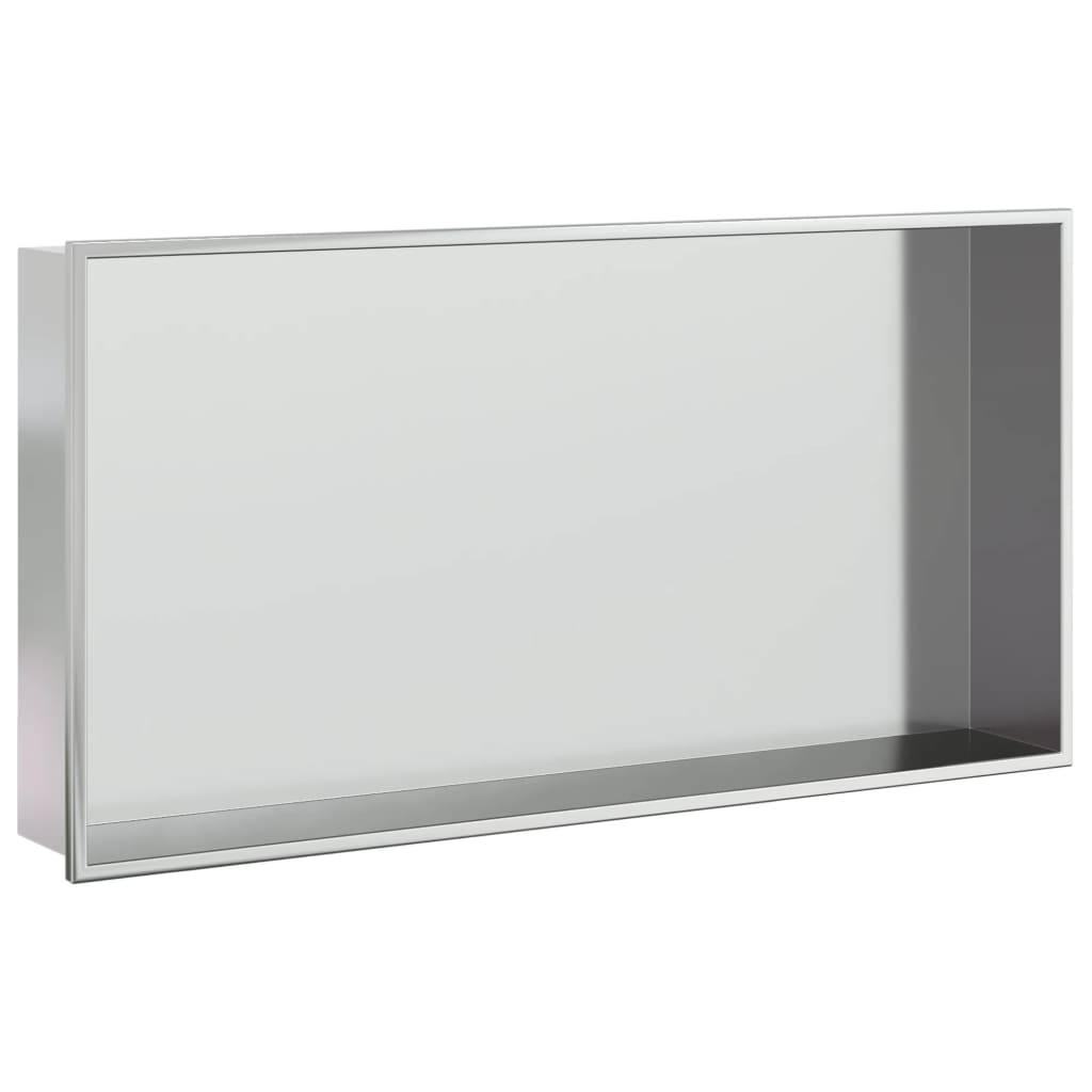 vidaXL Shower Niche Brushed Silver 62x32x9 cm Stainless Steel 2