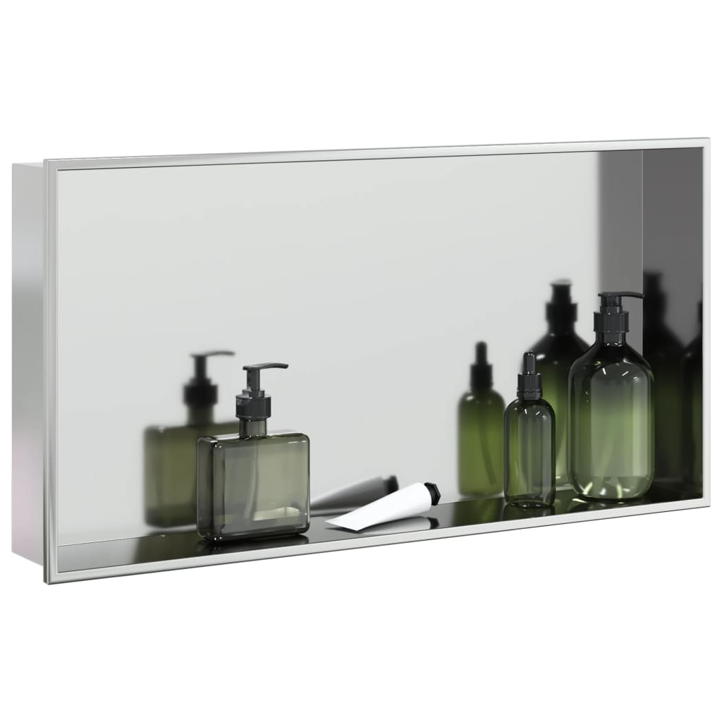 vidaXL Shower Niche Brushed Silver 62x32x9 cm Stainless Steel 1