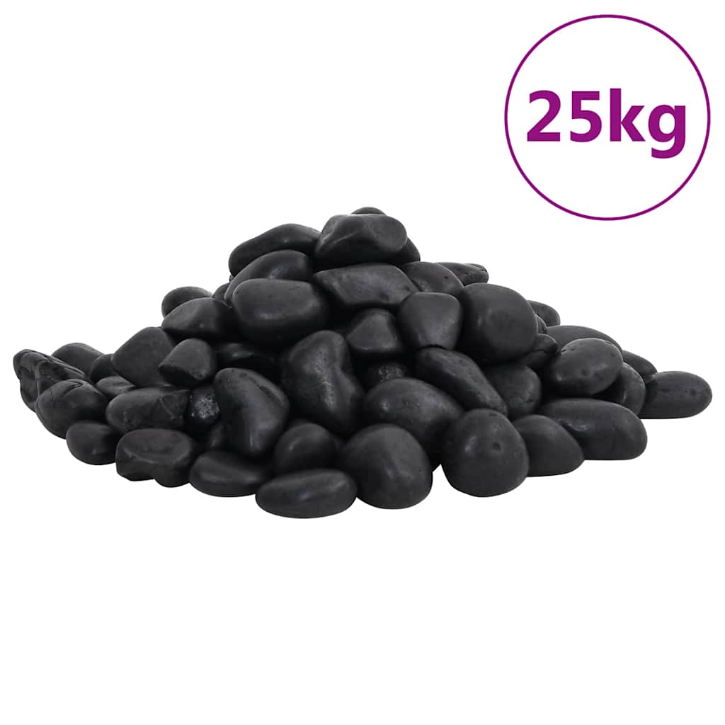 vidaXL Polished Pebbles 25 kg Black 2-5 cm 2