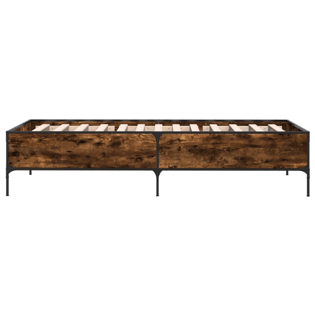 vidaXL Bed Frame without Mattress Smoked Oak 100x200 cm 5