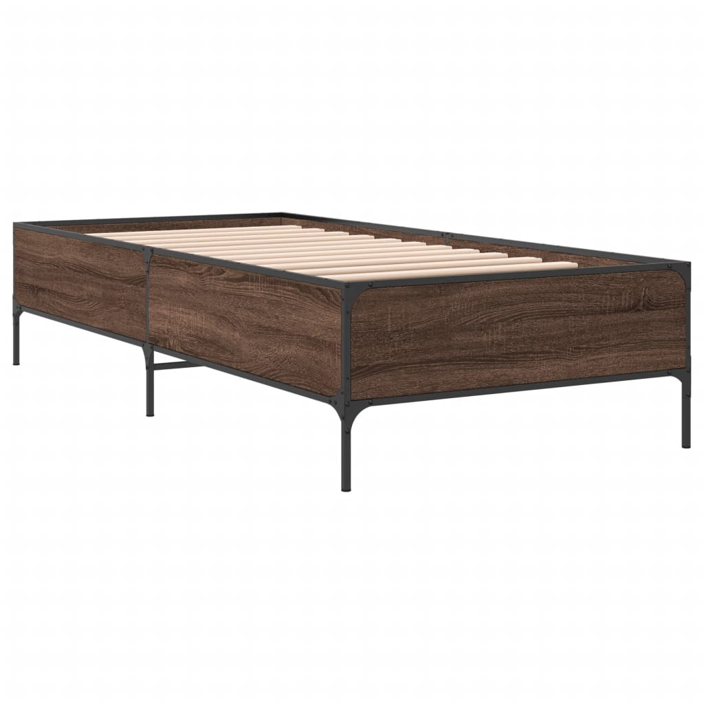 vidaXL Bed Frame without Mattress Brown Oak 90x190 cm Single 6