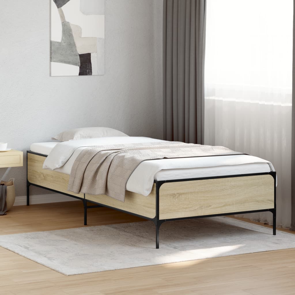 vidaXL Bed Frame without Mattress Sonoma Oak 75x190 cm Small Single 1