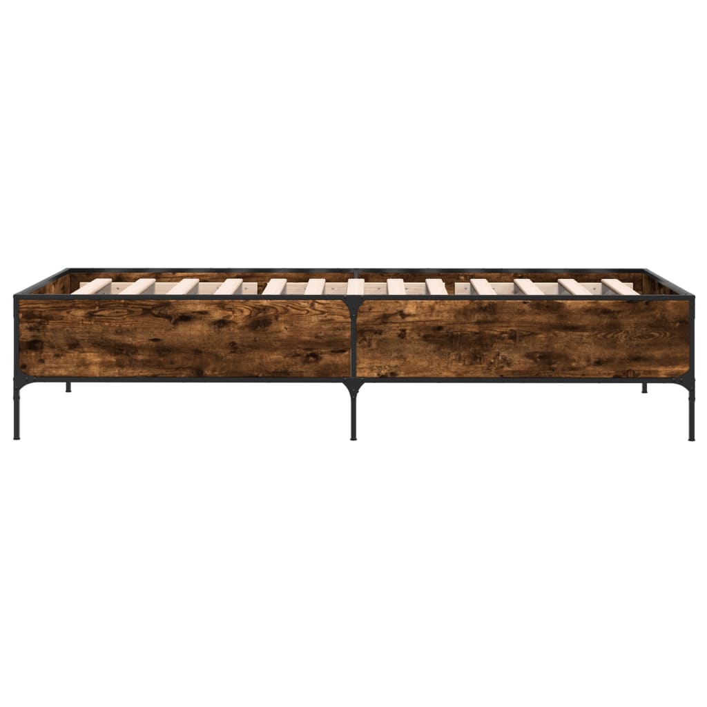 vidaXL Bed Frame without Mattress Smoked Oak 75x190 cm Small Single 5
