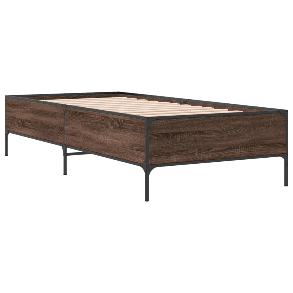 vidaXL Bed Frame without Mattress Brown Oak 75x190 cm Small Single 3