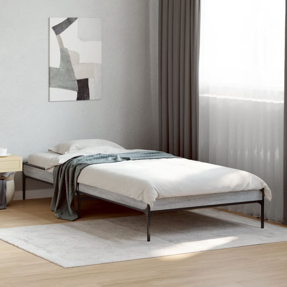 Bed Frame without Mattress Height 30 cm Length 200 cm Grey Sonoma 100 cm