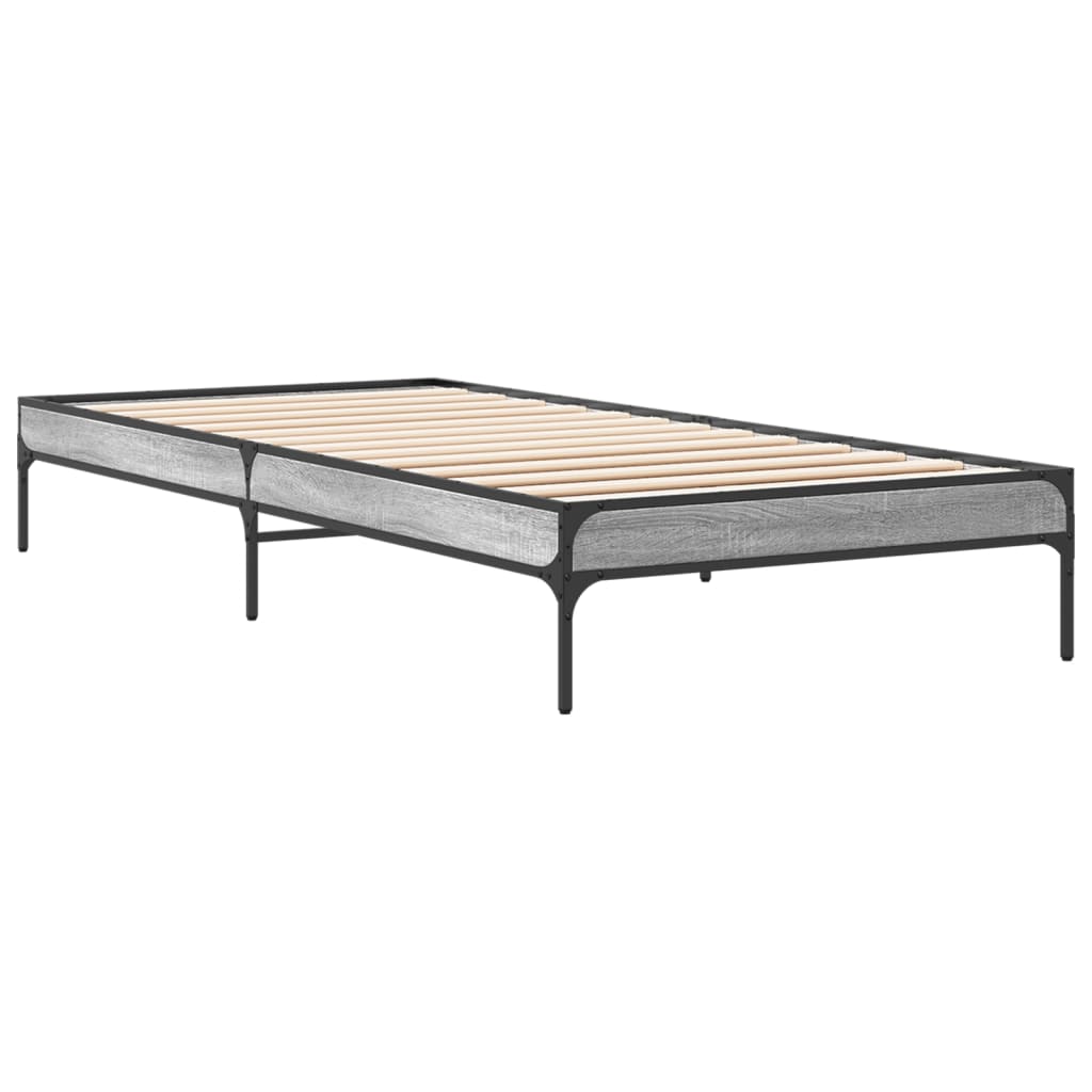 Bed Frame without Mattress Height 30 cm Length 200 cm Grey Sonoma 90 cm