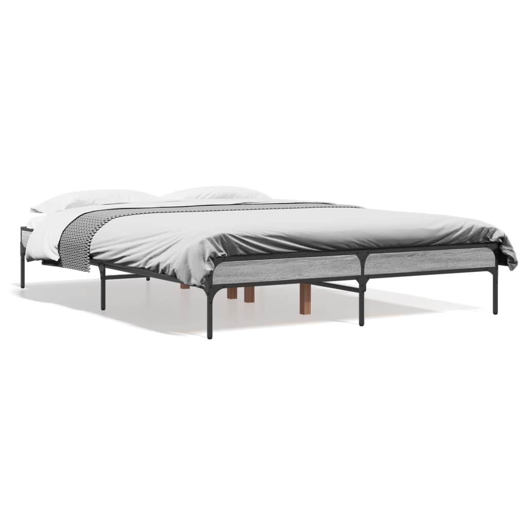 Bed Frame without Mattress Height 30 cm Length 190 cm Grey Sonoma 135 cm