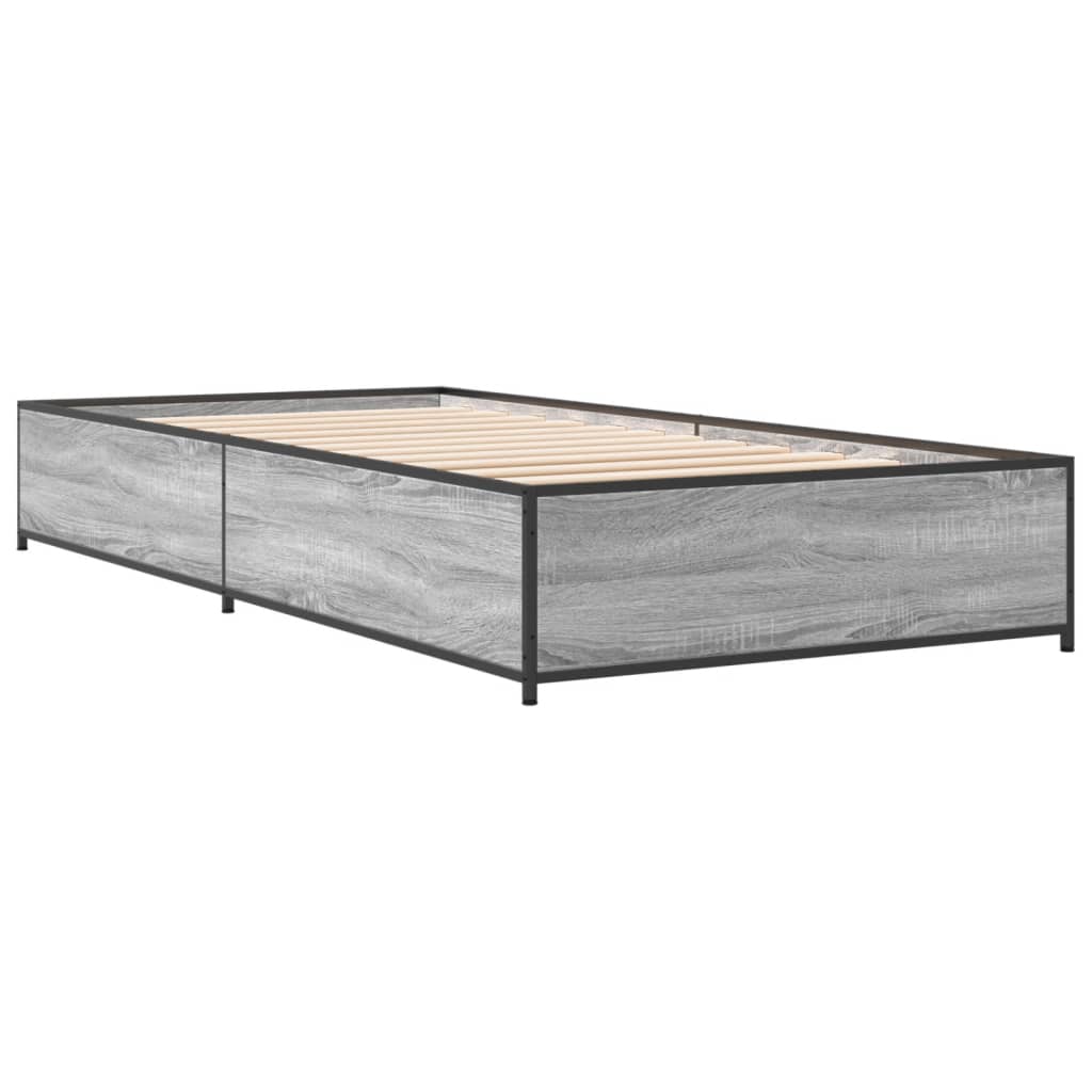 vidaXL Bed Frame without Mattress Grey Sonoma 100x200 cm 3