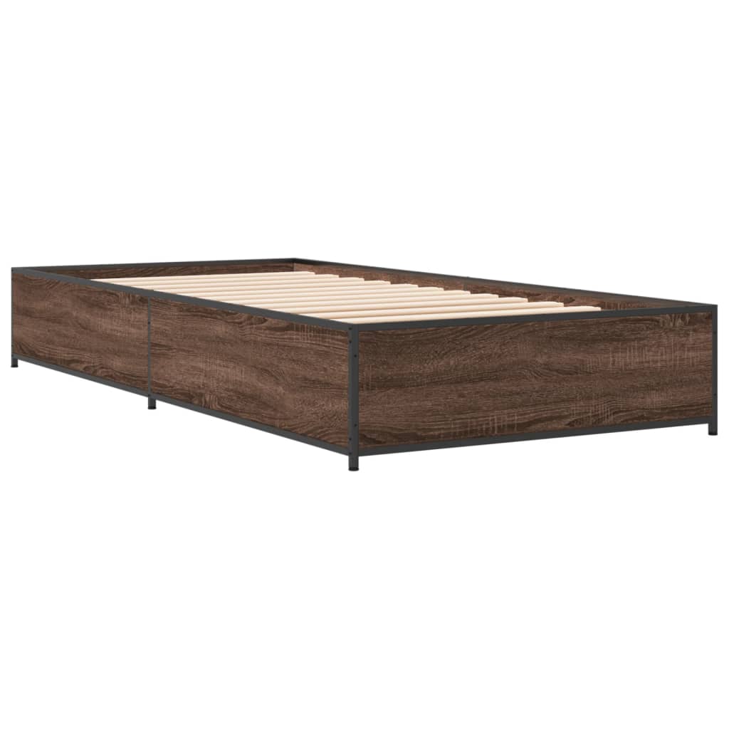 vidaXL Bed Frame without Mattress Brown Oak 100x200 cm 3