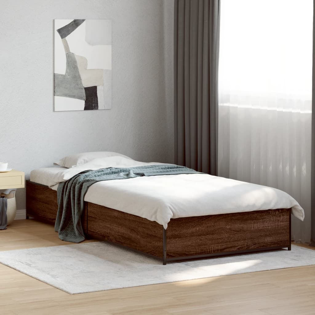 vidaXL Bed Frame without Mattress Brown Oak 100x200 cm 1