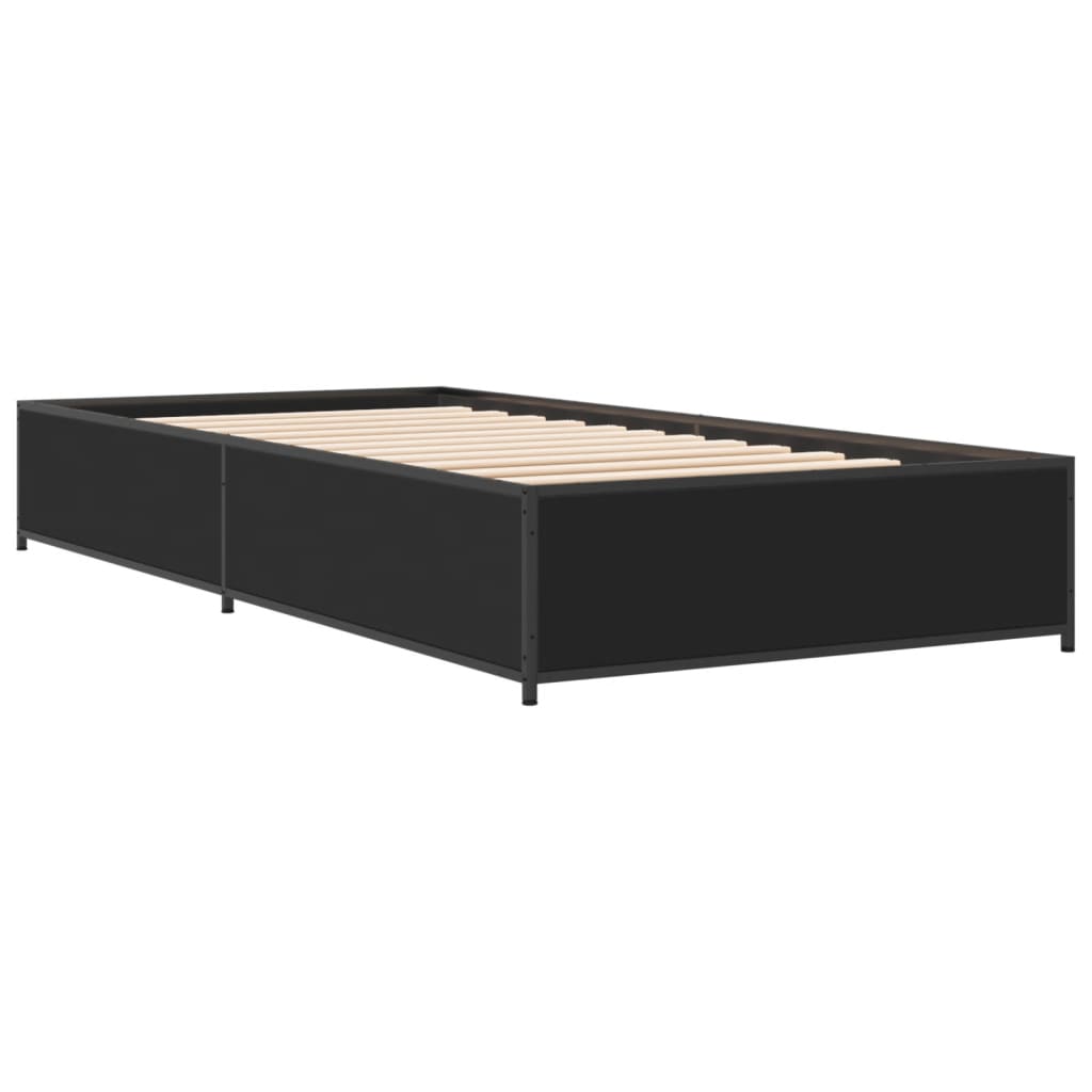 vidaXL Bed Frame without Mattress Black 90x190 cm Single 3