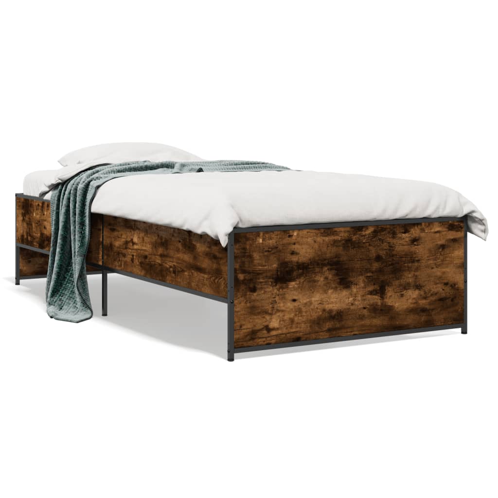 vidaXL Bed Frame without Mattress Smoked Oak 100x200 cm 1