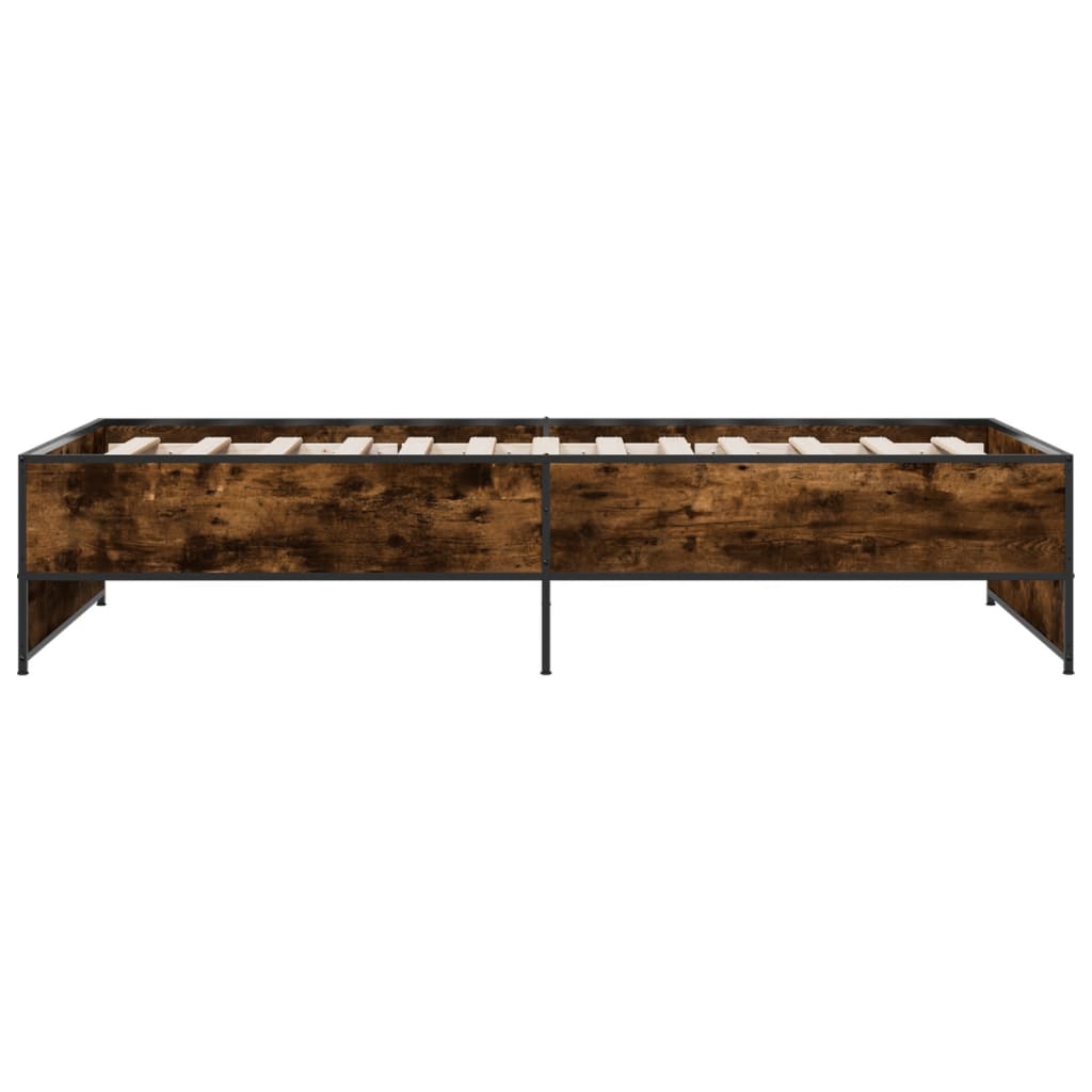 vidaXL Bed Frame without Mattress Smoked Oak 100x200 cm 5