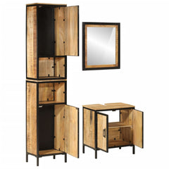 vidaXL 3 Piece Bathroom Furniture Set Iron and Solid Wood Mango 2