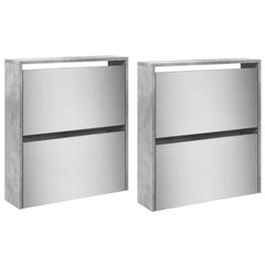 vidaXL Shoe Cabinet with Mirror 4-Layer Concrete Grey 63x17x134 cm 4