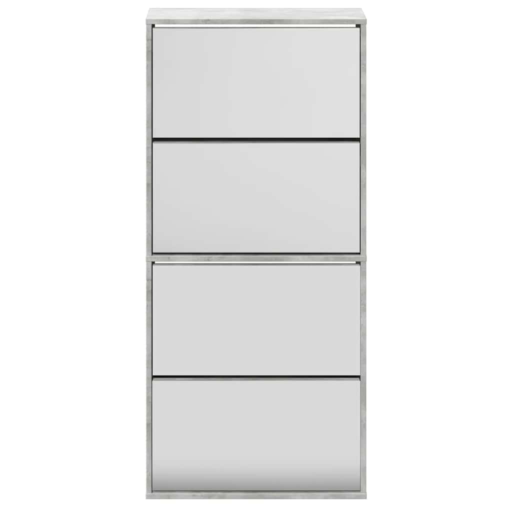 vidaXL Shoe Cabinet with Mirror 4-Layer Concrete Grey 63x17x134 cm 5