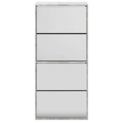 vidaXL Shoe Cabinet with Mirror 4-Layer Concrete Grey 63x17x134 cm 5