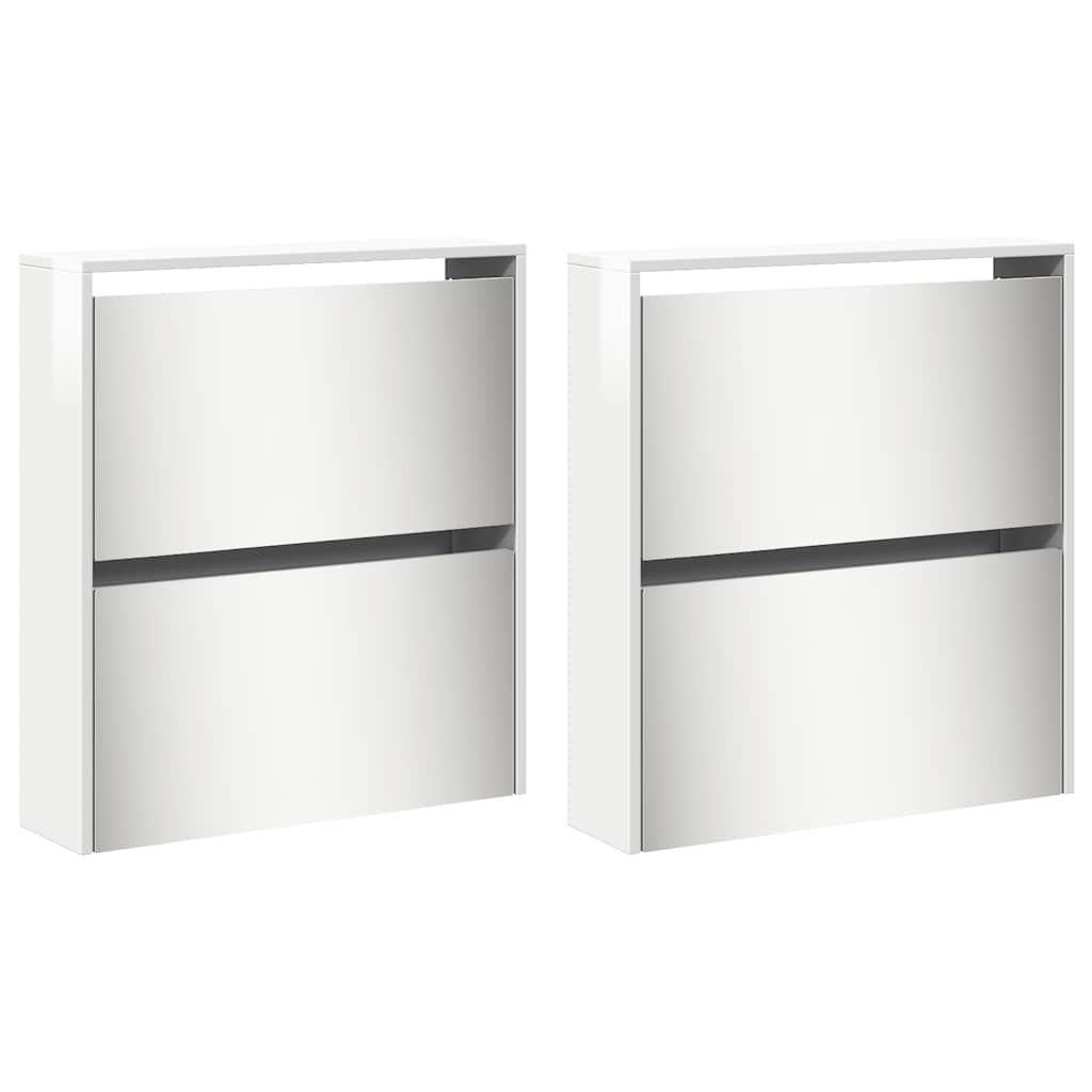 vidaXL Shoe Cabinet with Mirror 4-Layer High Gloss White 63x17x134 cm 4