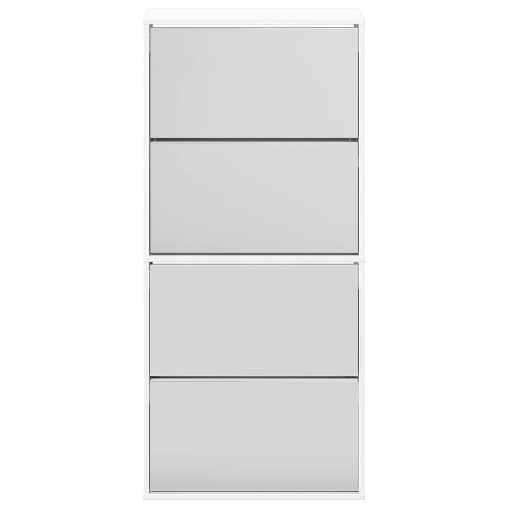 vidaXL Shoe Cabinet with Mirror 4-Layer High Gloss White 63x17x134 cm 5