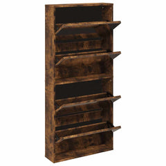 vidaXL Shoe Cabinet with Mirror 4-Layer Smoked Oak 63x17x134 cm 3