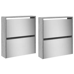 vidaXL Shoe Cabinet with Mirror 4-Layer Grey Sonoma 63x17x134 cm 4