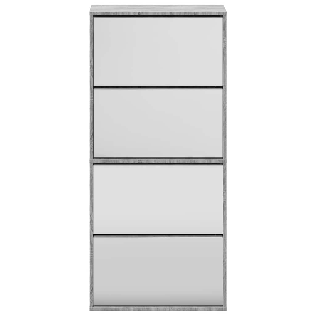 vidaXL Shoe Cabinet with Mirror 4-Layer Grey Sonoma 63x17x134 cm 5