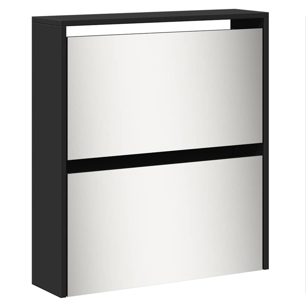 vidaXL Shoe Cabinet with Mirror 5-Layer Black 63x17x169.5 cm 5
