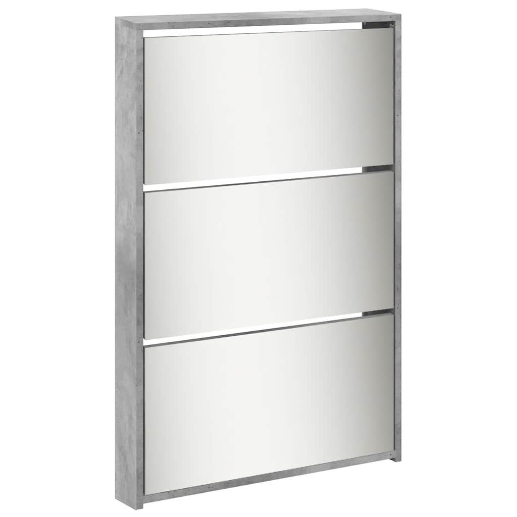 vidaXL Shoe Cabinet with Mirror 5-Layer Concrete Grey 63x17x169.5 cm 4