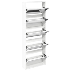 vidaXL Shoe Cabinet with Mirror 5-Layer High Gloss White 63x17x169.5 cm 3
