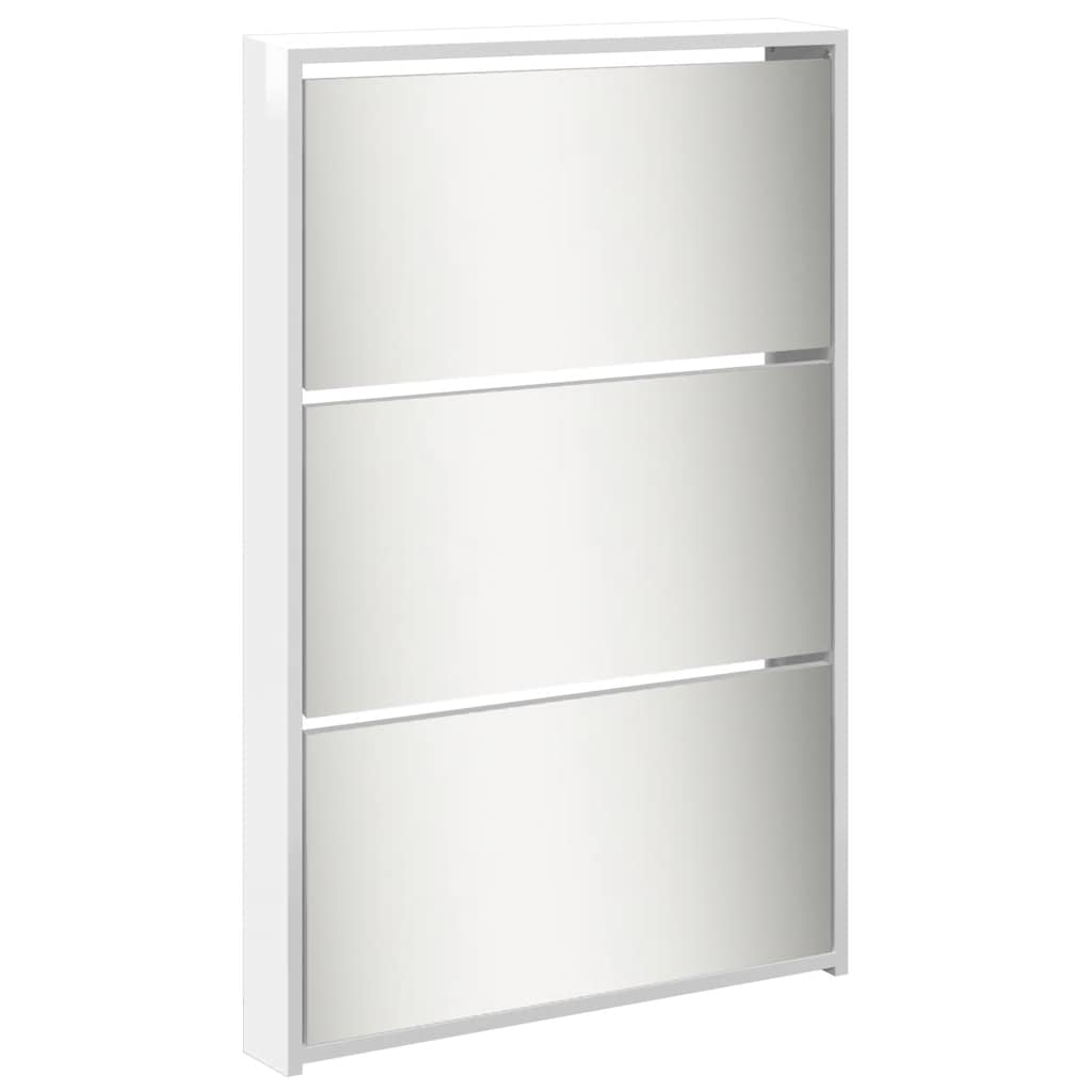 vidaXL Shoe Cabinet with Mirror 5-Layer High Gloss White 63x17x169.5 cm 4