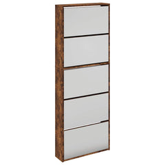 vidaXL Shoe Cabinet with Mirror 5-Layer Smoked Oak 63x17x169.5 cm 2