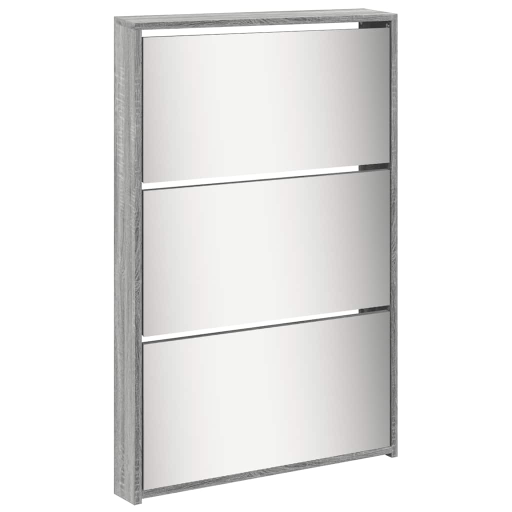 vidaXL Shoe Cabinet with Mirror 5-Layer Grey Sonoma 63x17x169.5 cm 4