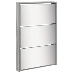 vidaXL Shoe Cabinet with Mirror 5-Layer Grey Sonoma 63x17x169.5 cm 4
