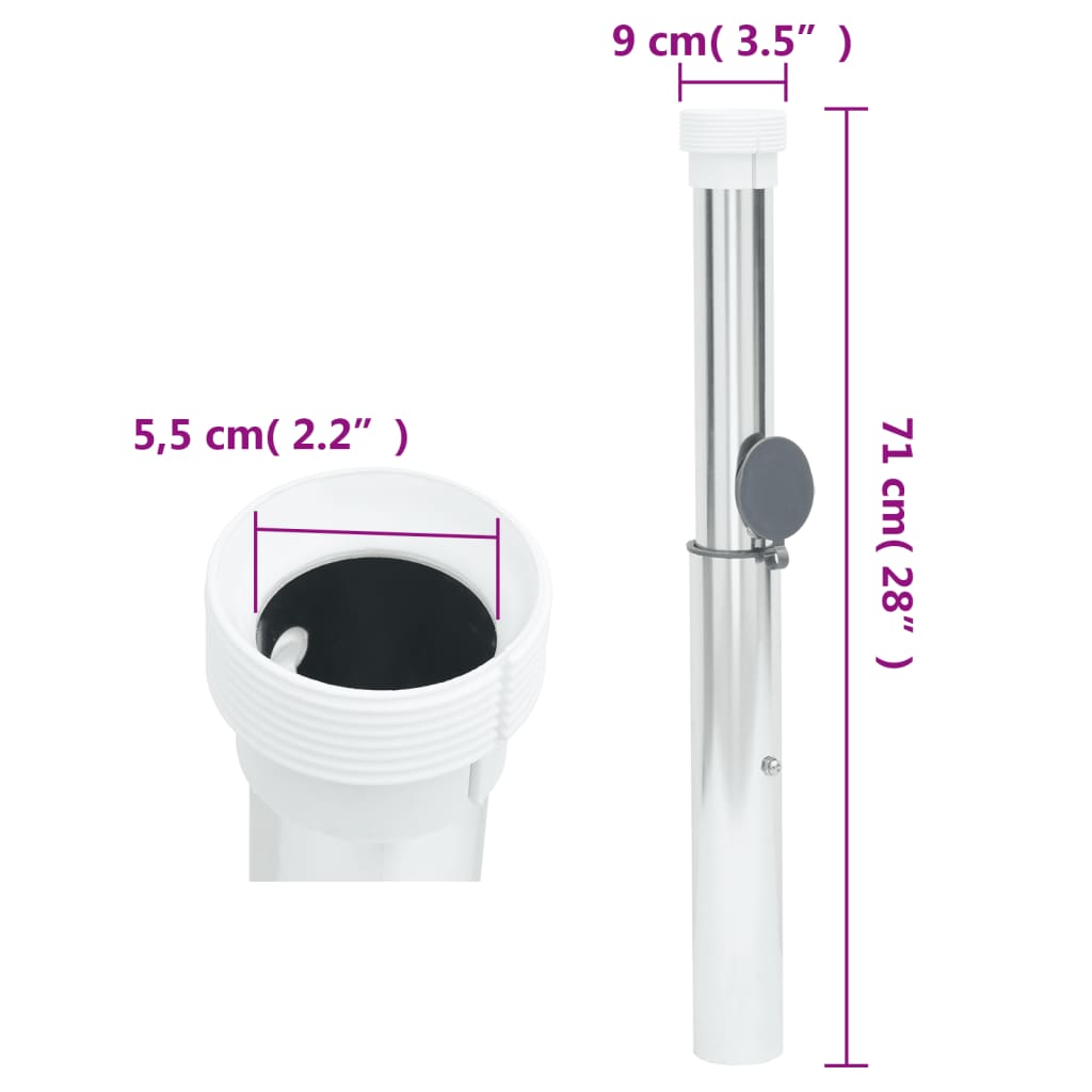 vidaXL In-Ground Parasol Base for 40-50 mm Pole Silver Aluminum 6