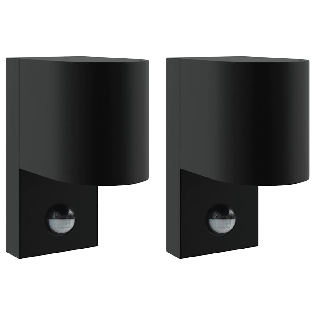 vidaXL Outdoor Wall Light 2 pcs Black 12 x 7 x 15 cm Stainless Steel 2