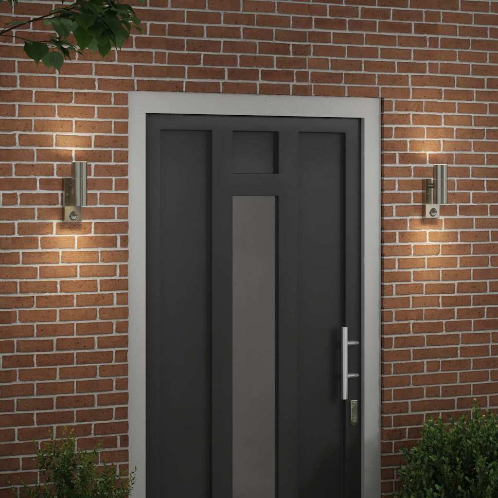 vidaXL Outdoor Wall Light 2 pcs Silver 7 x 10 x 22 cm 3