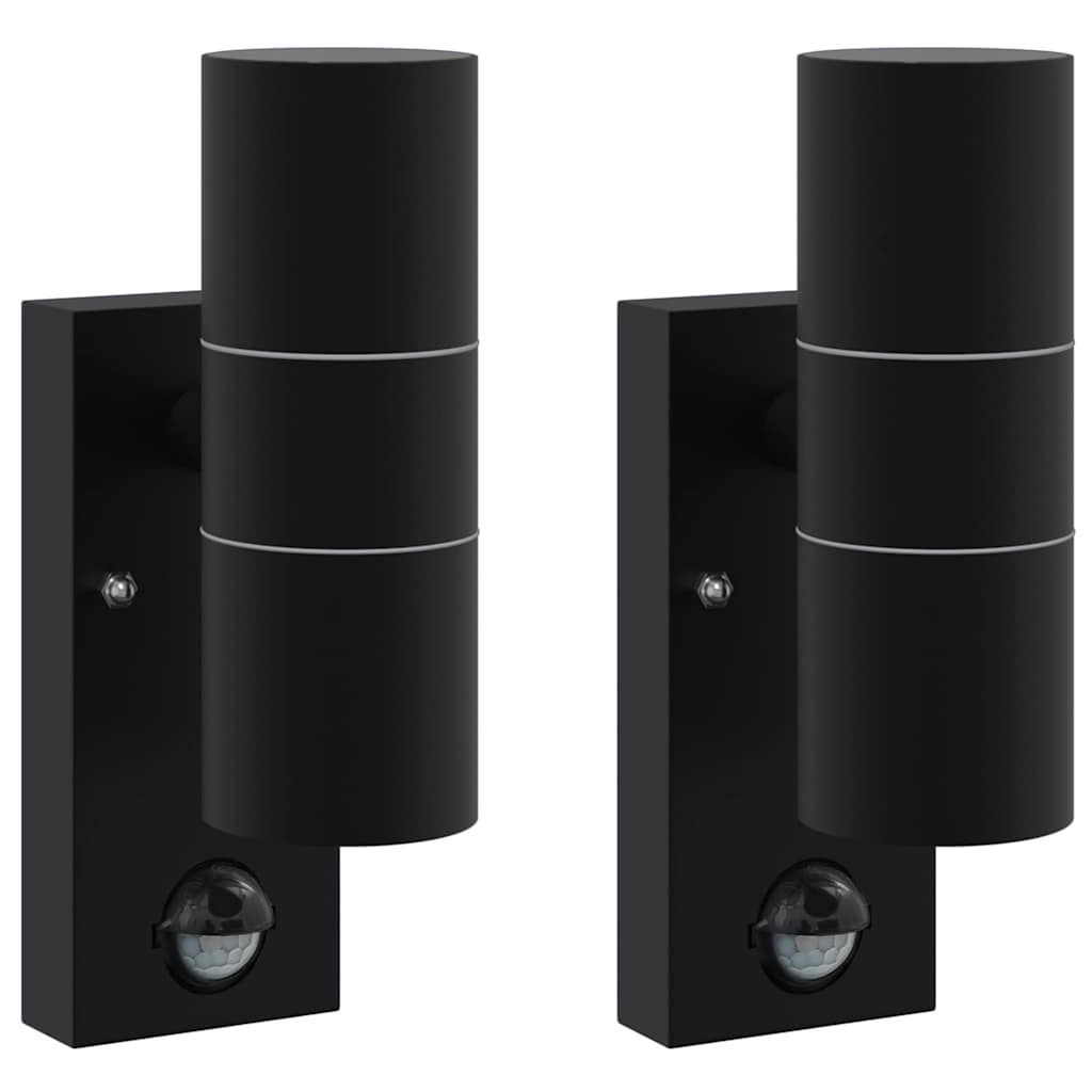 vidaXL Outdoor Wall Light 2 pcs Black 7 x 10 x 22 cm 2