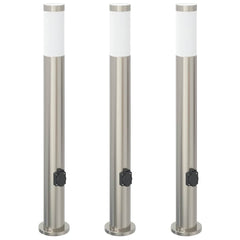 vidaXL Bollard Lights with Outlet 3pcs 80 cm Stainless Steel IP44 2