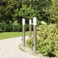 vidaXL Bollard Lights with Outlet 3pcs 80 cm Stainless Steel IP44 3