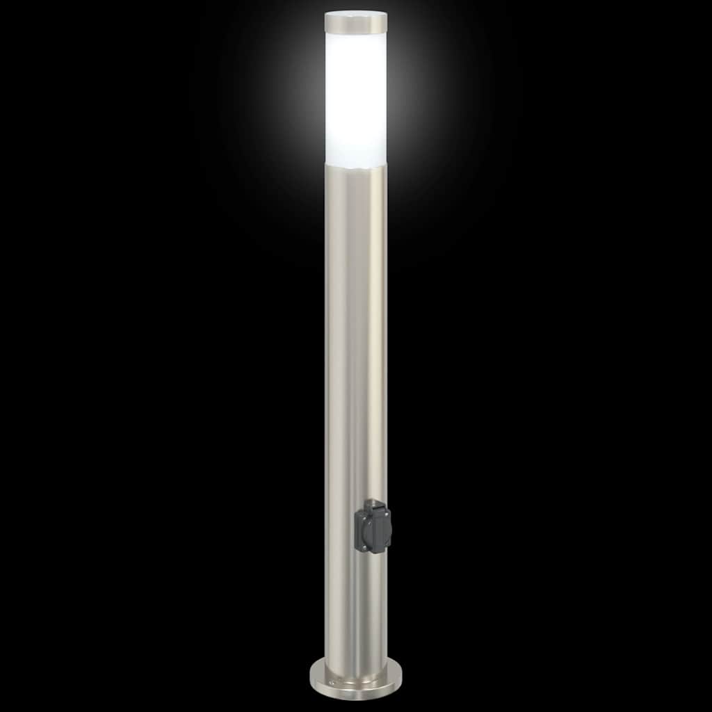 vidaXL Bollard Lights with Outlet 3pcs 80 cm Stainless Steel IP44 5