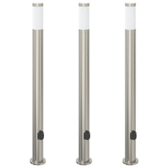 vidaXL Bollard Lights with Outlet 3pcs 110 cm Stainless Steel IP44 2