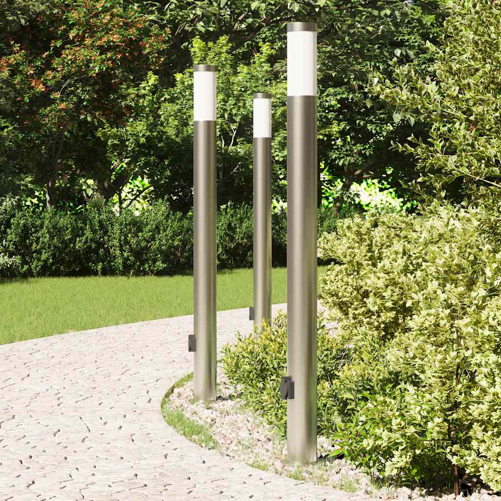 vidaXL Bollard Lights with Outlet 3pcs 110 cm Stainless Steel IP44 3
