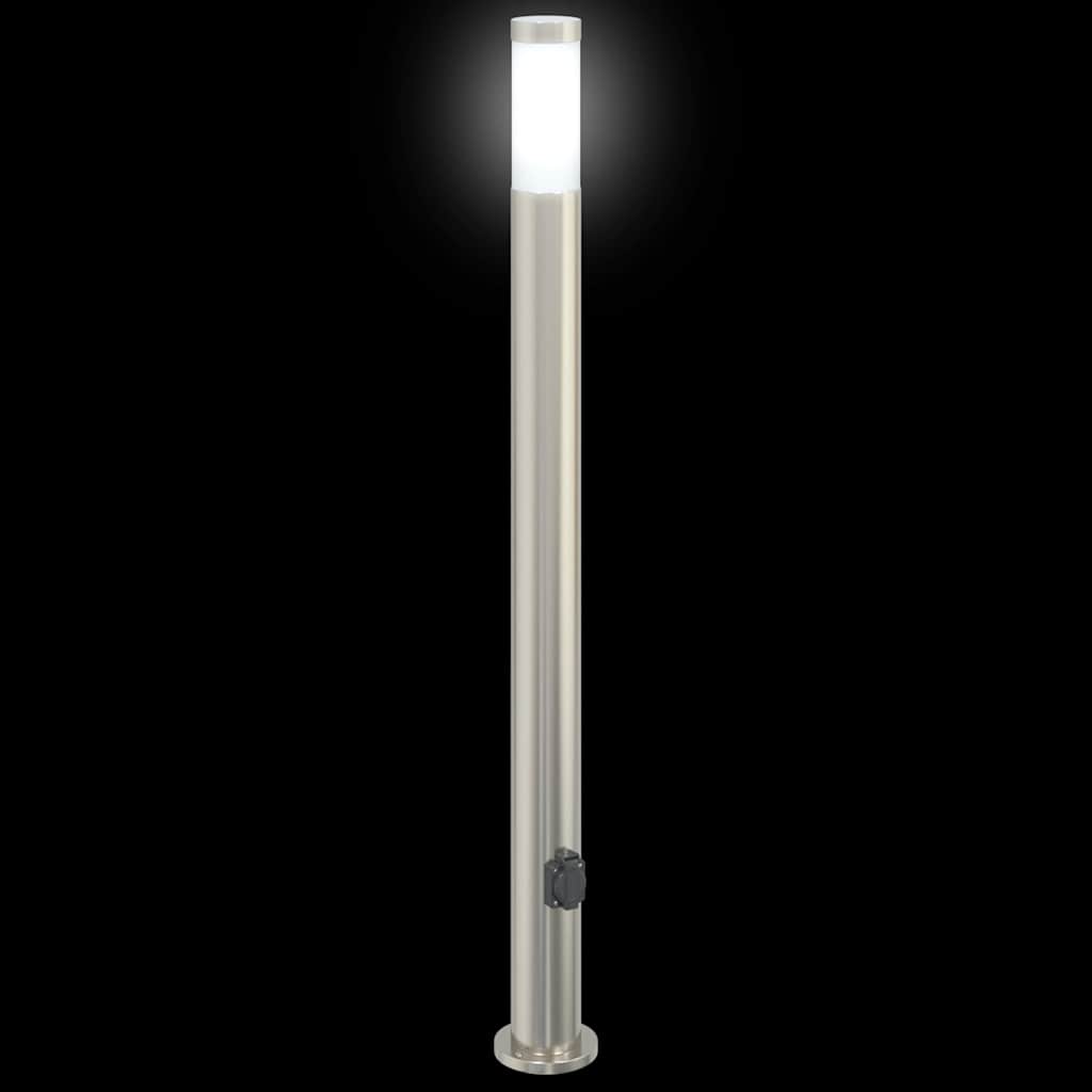 vidaXL Bollard Lights with Outlet 3pcs 110 cm Stainless Steel IP44 5