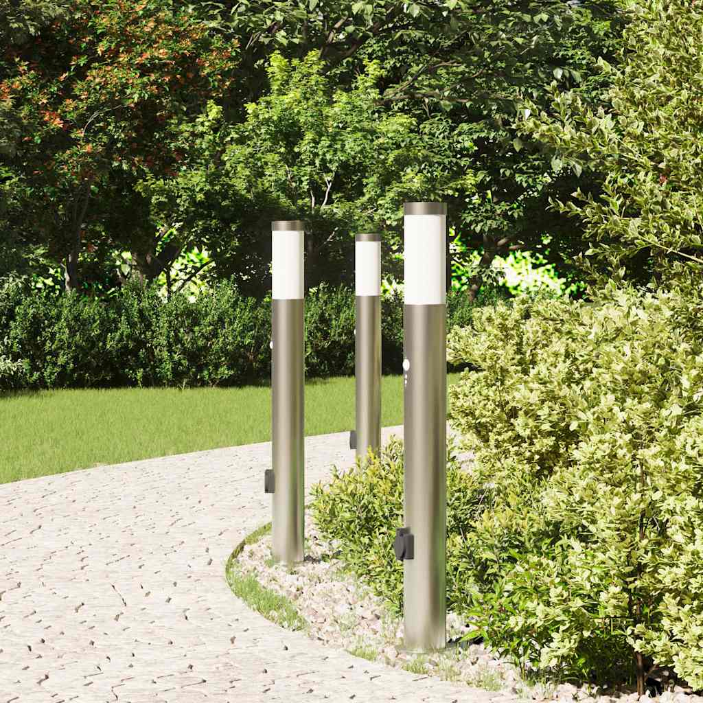 vidaXL Bollard Lights with Sensor&Outlet 3pcs 80 cm 3