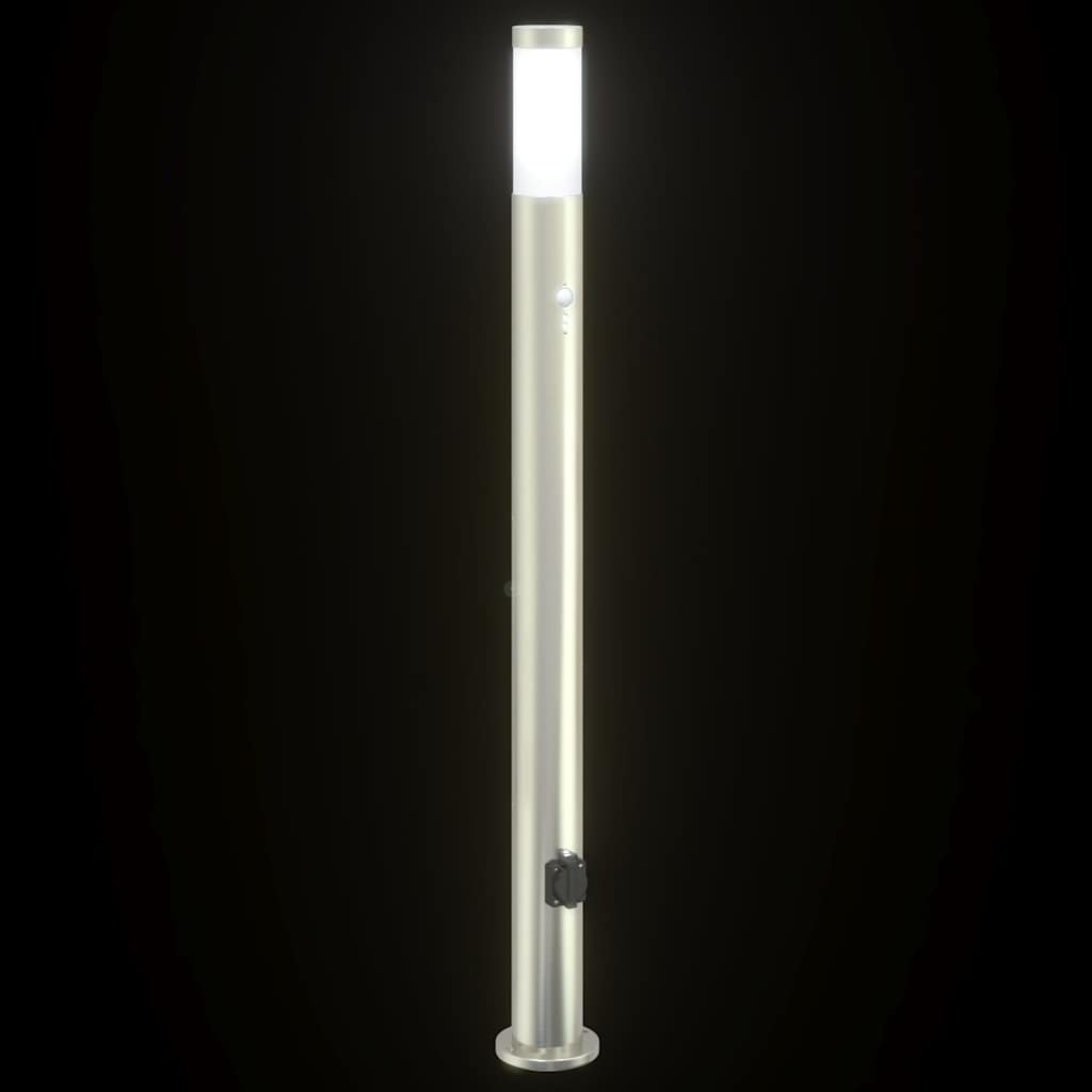 vidaXL Bollard Light with Sensor&Outlet 110 cm Stainless Steel IP44 6