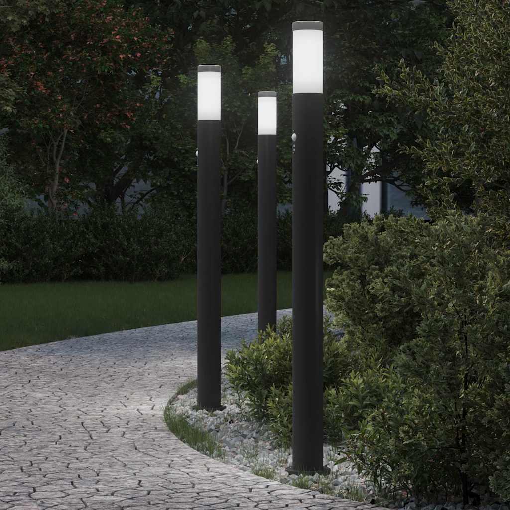 vidaXL Bollard Lights with Sensor 3pcs 110 cm Stainless Steel IP44 1