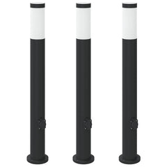 vidaXL Bollard Lights with Outlet 3pcs 80 cm Stainless Steel IP44 2