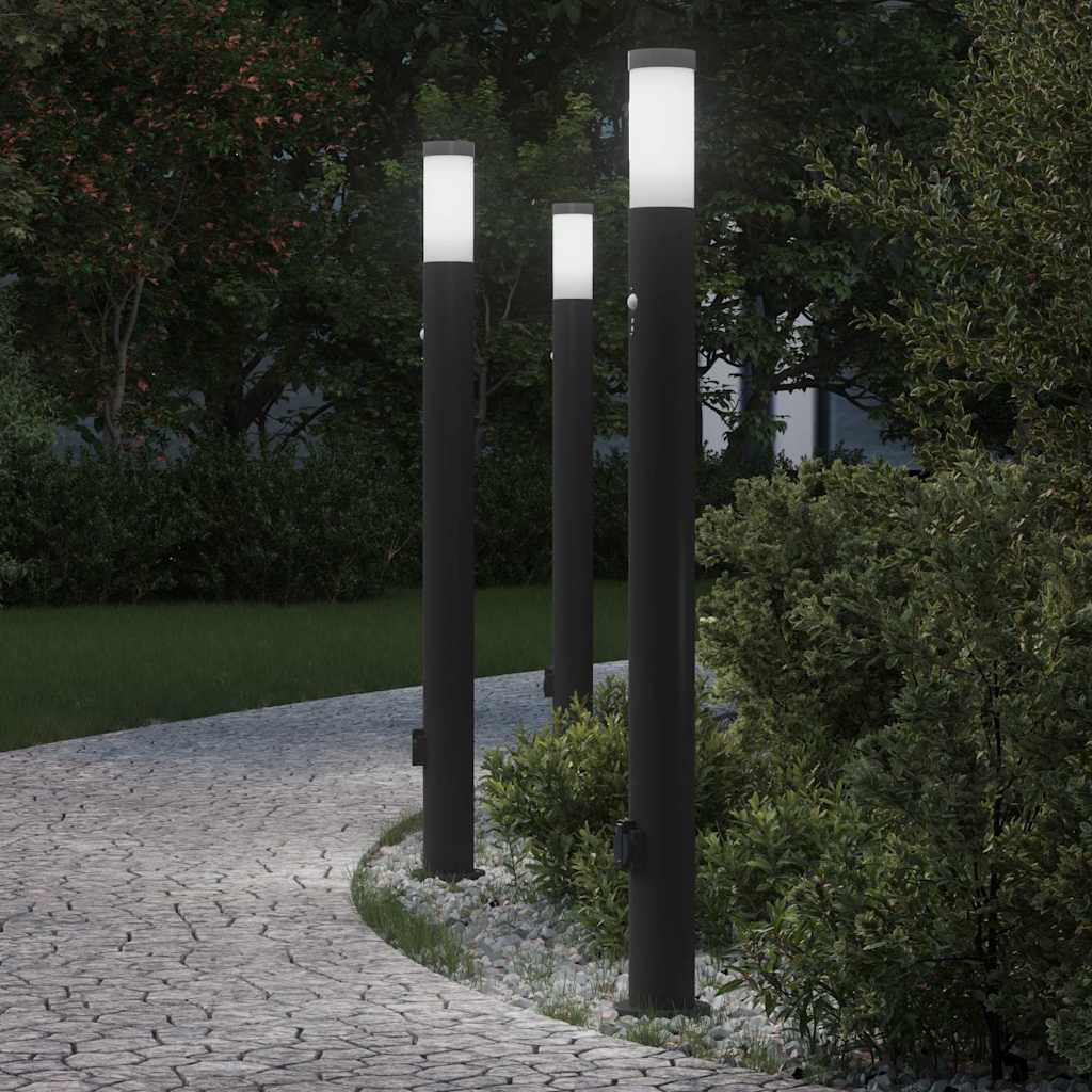 vidaXL Bollard Lights with Sensor&Outlet 3pcs 110 cm 1